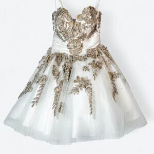 Terani Couture Fun Flirty Short Prom Dress Flowers Women's 0/XS Strapless TP265